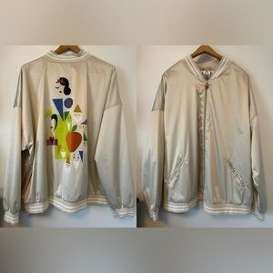 Disney Snow White 85th Anniversary Satin Bomber Jacket - Abstract Art / Pearl
